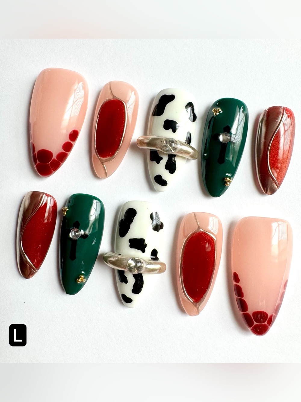 Press On Nails with bangles and Dalmatian print